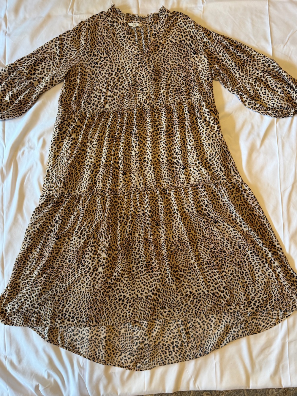 Terra & Sky Leopard Print Smocked Waist Tunic - Tan/Black